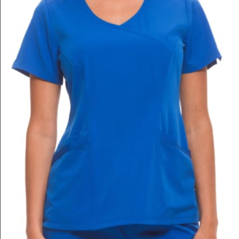 Madison Faux Wrap 3 Pocket V-Neck Scrub Top